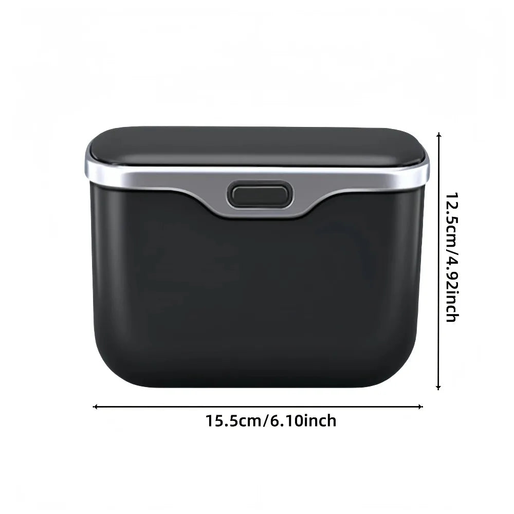 Multifunctional Car Trash Can with Lid Button