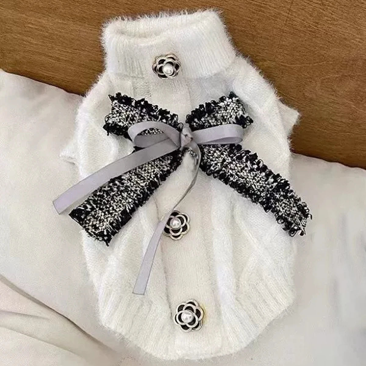 Cute Knitted Sweater For Pets - White
