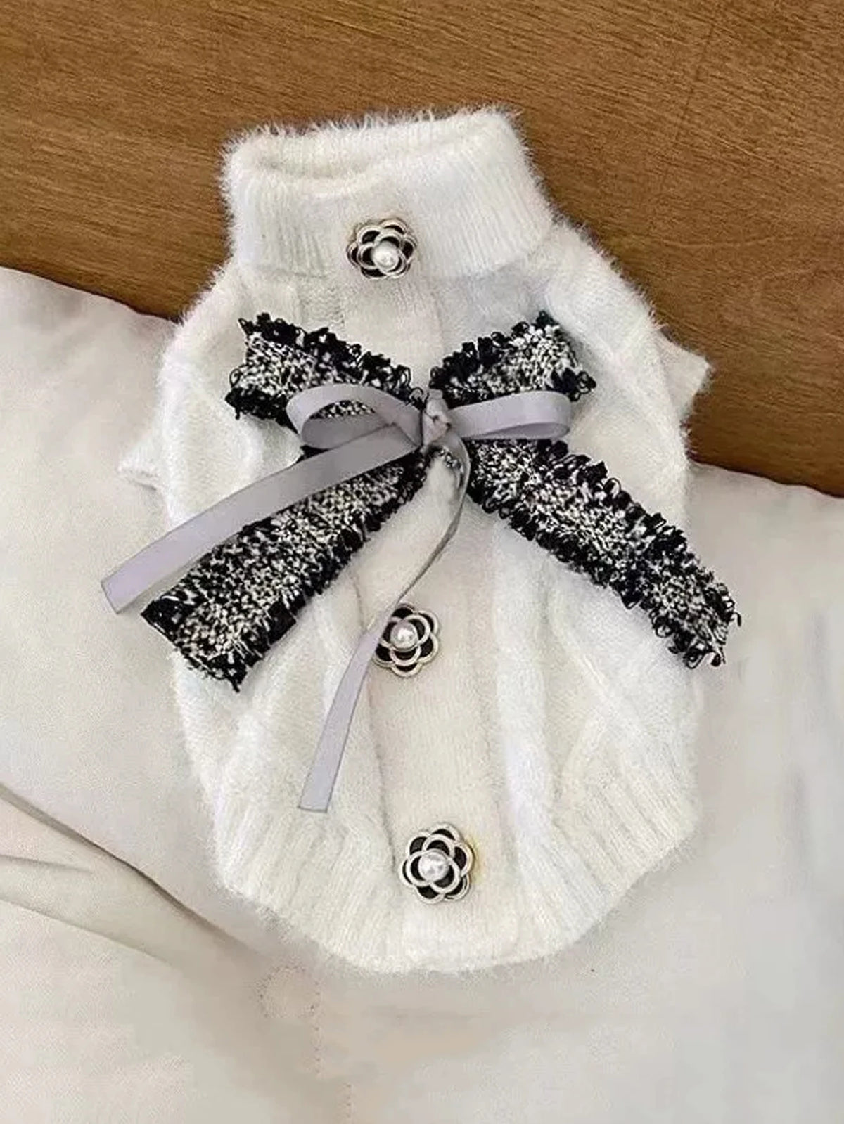 Cute Knitted Sweater For Pets - White