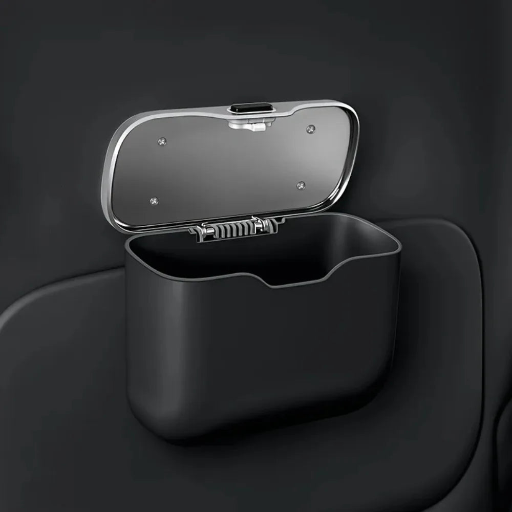 Multifunctional Car Trash Can with Lid Button