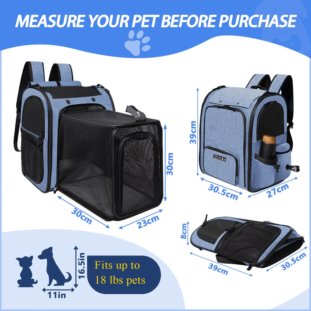 Pet Carrier Backpack Expandable Foldable
