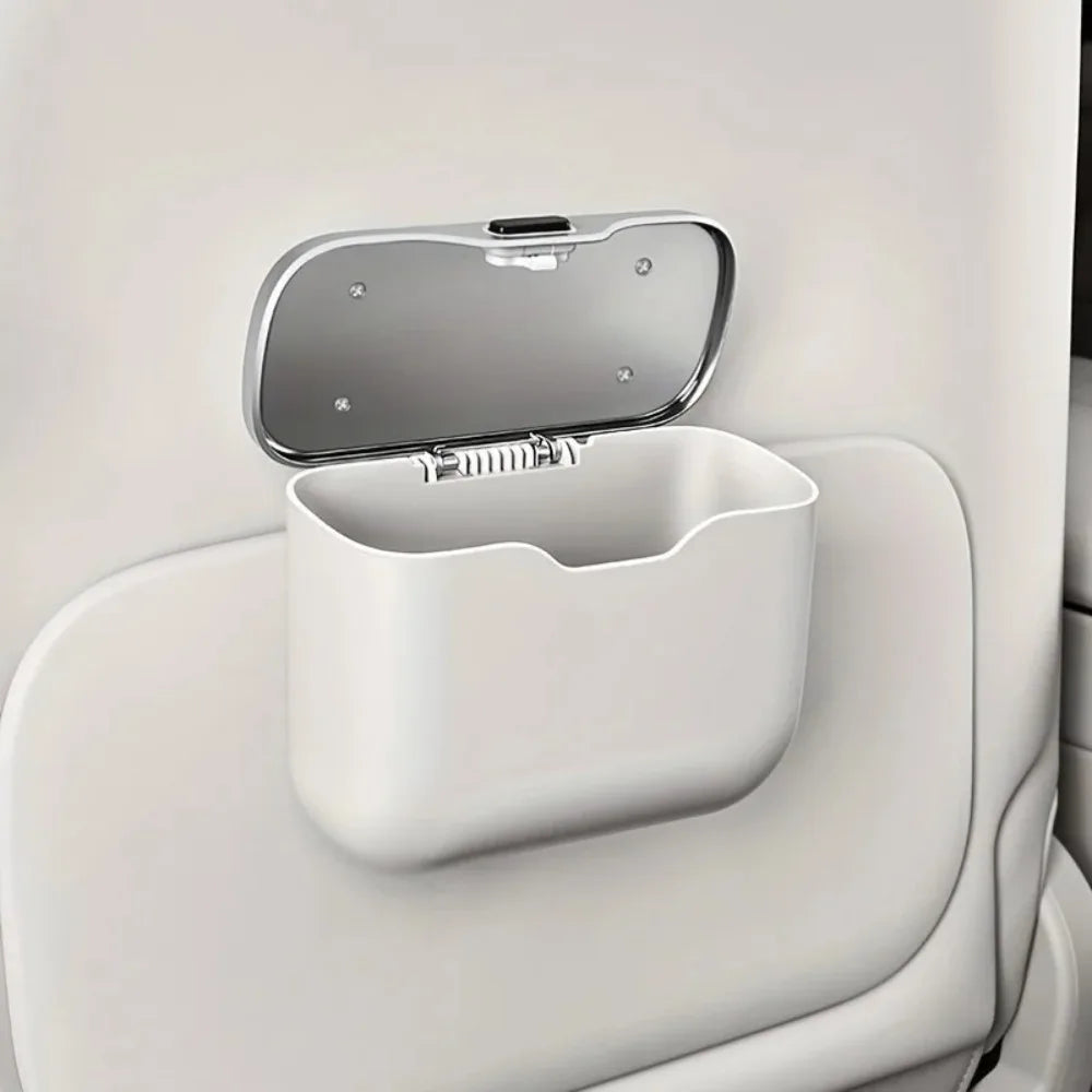 Multifunctional Car Trash Can with Lid Button